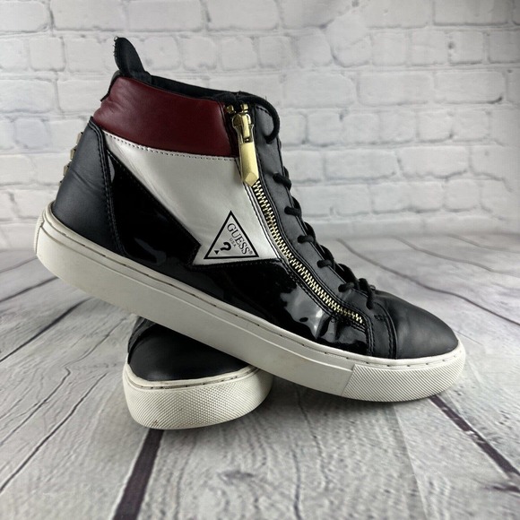 GUESS Men's BARI Colorblock Logo High-Top Sneakers Sz 9 - Picture 1 of 9